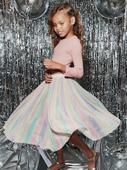Rainbow Sequin Pleated Midi Skirt (3-16yrs) - Image 2 of 7
