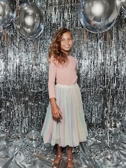 Rainbow Sequin Pleated Midi Skirt (3-16yrs) - Image 3 of 7