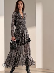 Religion Animal Leopard Print Alfa Maxi Dress With Tassle Tie Waist Band And Sheer Sleeves - Image 8 of 8