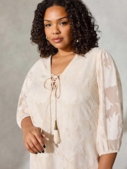 Live Unlimited Curve Nude Jacquard Dress - Image 4 of 5