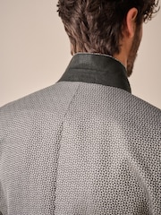 Charcoal Grey Slim Fit Satin Jacquard Blazer - Image 5 of 11