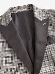 Charcoal Grey Slim Fit Satin Jacquard Blazer - Image 7 of 11