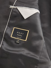 Charcoal Grey Slim Fit Satin Jacquard Blazer - Image 8 of 11