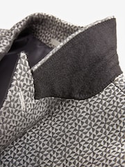 Charcoal Grey Slim Fit Satin Jacquard Blazer - Image 9 of 11