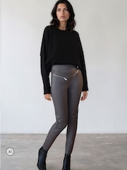 Religion Grey Ida Faux Leather Leggings - Image 3 of 8