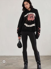 Religion Black Layla Hoodie Jumper with Large Jaquard Rose Wild one design - Image 3 of 8