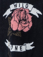 Religion Black Nadia Rose Entarsia Graphic Cardigan with Shawl Collar - Image 8 of 8