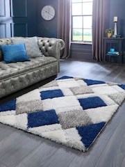 Origin Rug Collection. Navy 3DGEO Shaggy Rug - Image 1 of 2