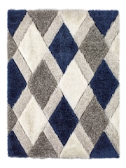 Origin Rug Collection. Navy 3DGEO Shaggy Rug - Image 2 of 2