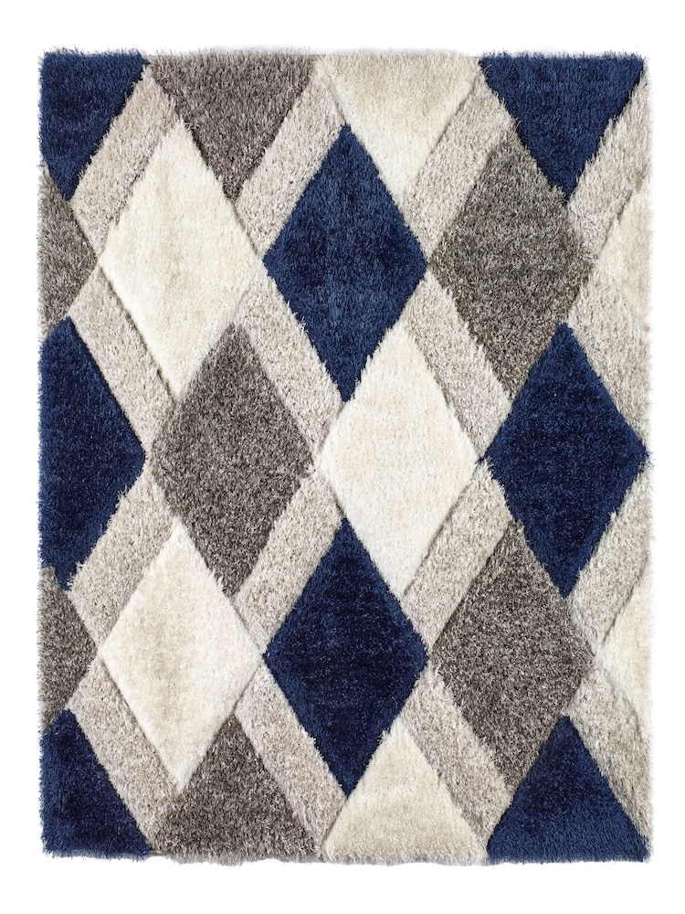 Origin Rug Collection. Navy 3DGEO Shaggy Rug - Image 2 of 2