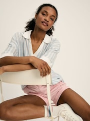 Joules Hadley Blue Stripe Linen Polo Shirt - Image 4 of 7