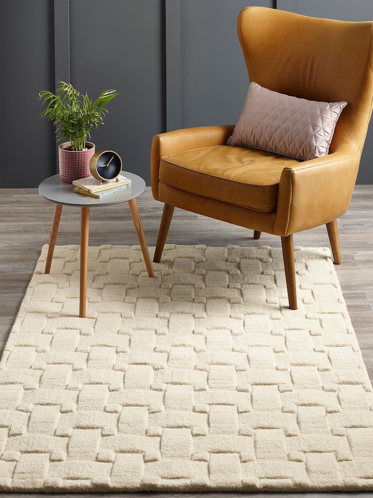 Origin Rug Collection. New Ivory Basketweave 3D Rug - Image 1 of 3