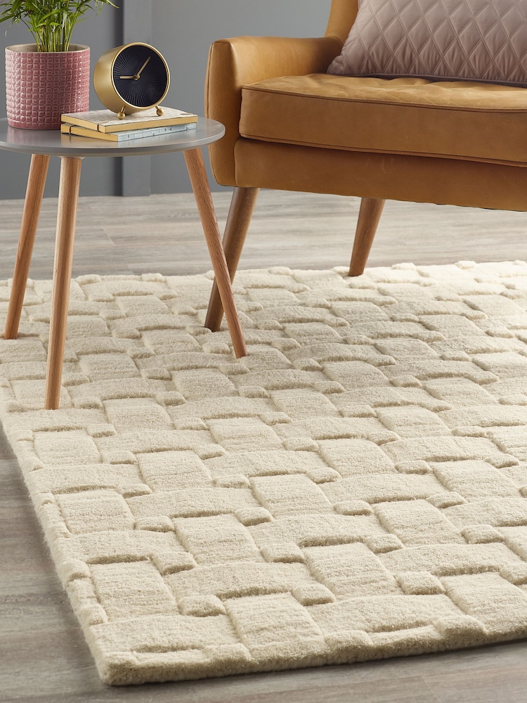 Origin Rug Collection. New Ivory Basketweave 3D Rug - Image 2 of 3