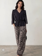 Religion Animal Loose Fitting Lyla Jersey Trousers Print With Cuffed Hem - Image 1 of 8