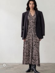 Religion Animal Eden Maxi Dress In Zebra Print With Gathered V-neck Detail - Image 2 of 8