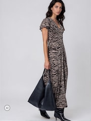 Religion Animal Eden Maxi Dress In Zebra Print With Gathered V-neck Detail - Image 3 of 8