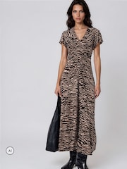 Religion Animal Eden Maxi Dress In Zebra Print With Gathered V-neck Detail - Image 4 of 8