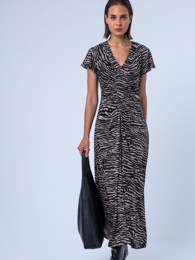 Religion Animal Eden Maxi Dress In Zebra Print With Gathered V-neck Detail - Image 8 of 8