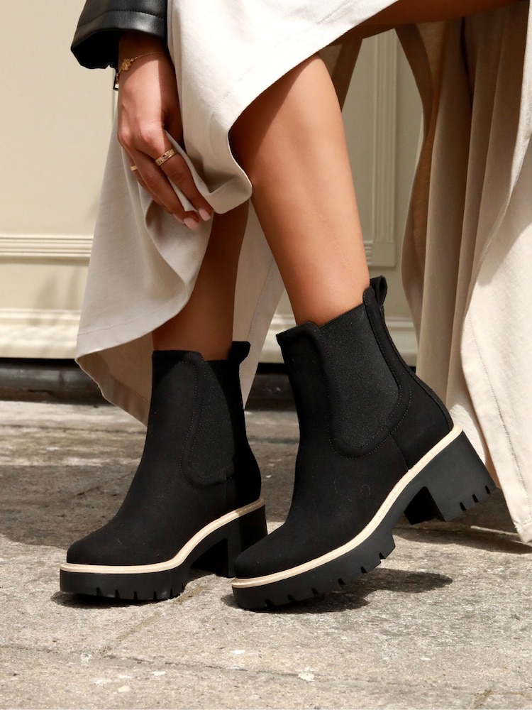 Linzi Black Esther Heeled Ankle Boots With Chunky Sole - Image 1 of 5