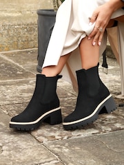 Linzi Black Esther Heeled Ankle Boots With Chunky Sole - Image 2 of 5