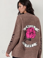 Religion Natural Nadia Rose Entarsia Graphic Cardigan with Shawl Collar - Image 1 of 8