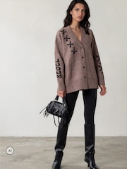 Religion Natural Nadia Rose Entarsia Graphic Cardigan with Shawl Collar - Image 4 of 8