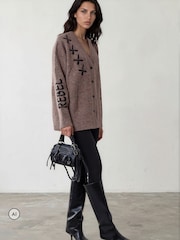 Religion Natural Nadia Rose Entarsia Graphic Cardigan with Shawl Collar - Image 6 of 8