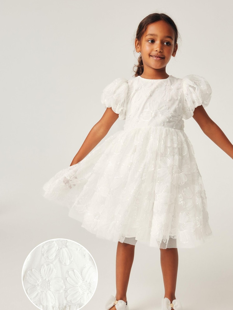 Baker by Ted Baker Ivory 3D Sequin Flower Occasion Dress - Image 1 of 9