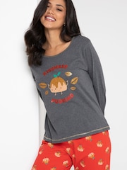 Pour Moi Red Kissmass Pudding 100% Cotton Jersey Christmas Pyjama Set - Image 6 of 7