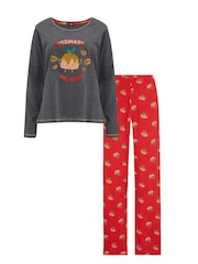 Pour Moi Red Kissmass Pudding 100% Cotton Jersey Christmas Pyjama Set - Image 7 of 7