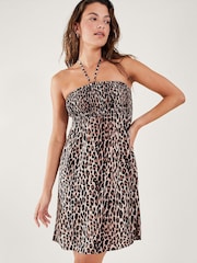 Accessorize Brown Leopard Print Bandeau Dress in Lenzing™ EcoVero™ - Image 1 of 4