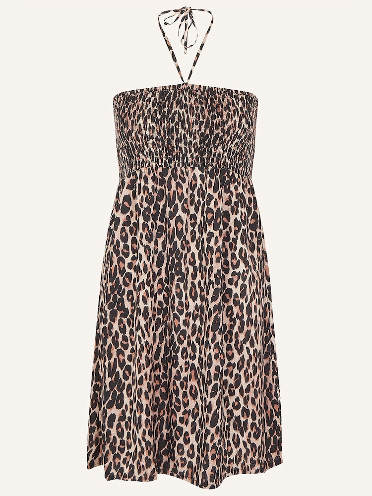 Accessorize Brown Leopard Print Bandeau Dress in Lenzing™ EcoVero™ - Image 4 of 4