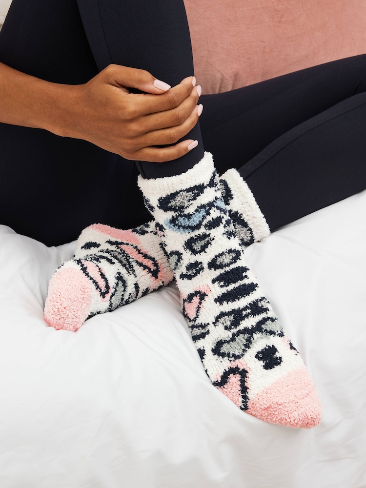 Blue/White Pastel Animal Cosy Socks 2 Pack - Image 1 of 5 Blue/White Pastel Animal Cosy Socks 2 Pack - Image 1 of 5