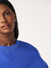 Blue Oversized Heavyweight Brushed Longline Crew Neck Sweatshirt - Image 3 of 5