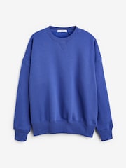 Blue Oversized Heavyweight Brushed Longline Crew Neck Sweatshirt - Image 4 of 5