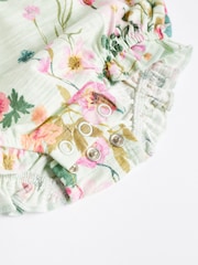 Lilac Purple/Sage Green Floral Baby Bloomer Rompers 3 Pack - Image 5 of 7