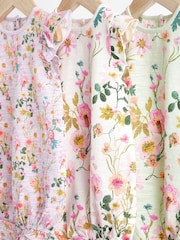 Lilac Purple/Sage Green Floral Baby Bloomer Rompers 3 Pack - Image 6 of 7