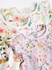 Lilac Purple/Sage Green Floral Baby Bloomer Rompers 3 Pack - Image 7 of 7