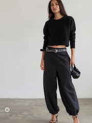 Religion Black Balloon Utility Mia Trousers With Pocket Details - Image 1 of 8