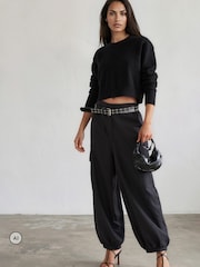 Religion Black Balloon Utility Mia Trousers With Pocket Details - Image 6 of 8