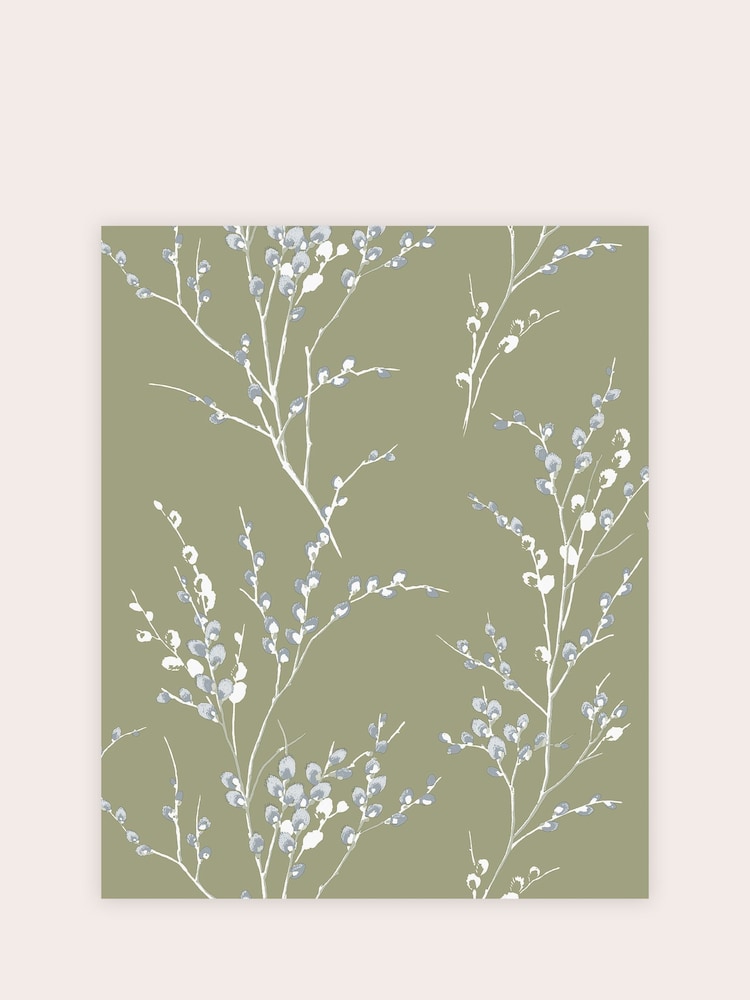 Laura Ashley Moss Green Pussy Willow A4 Wallpaper Sample - Image 2 of 2