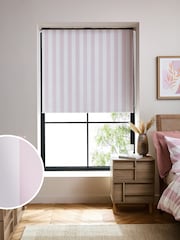 Pink/White Stripe Ready Made Blackout Roller Blind - Image 1 of 6