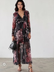 Religion Black Chloe Long Sleeved Maxi Dress with button detail - Image 4 of 8