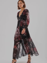 Religion Black Chloe Long Sleeved Maxi Dress with button detail - Image 7 of 8
