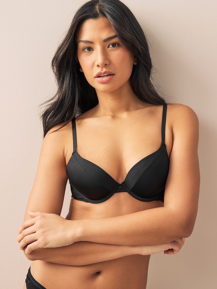 Black/White Push Up Pad Plunge Smoothing T-Shirt Bras 2 Pack A-E - Image 2 of 9