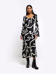 River Island Black Scoop Neck Dress - Image 1 of 8