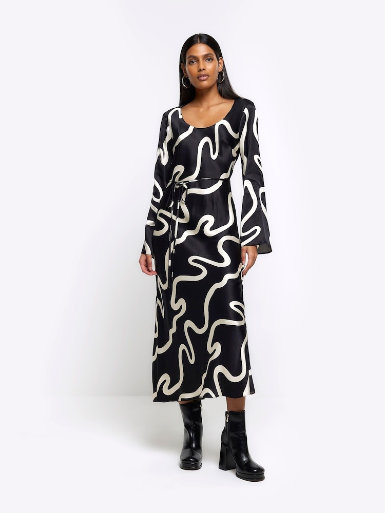 River Island Black Scoop Neck Dress - Image 1 of 8