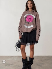 Religion Natural Layla Hoodie Jumper with Large Jaquard Rose Wild one design - Image 2 of 8