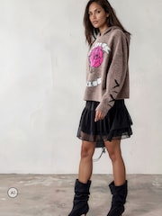 Religion Natural Layla Hoodie Jumper with Large Jaquard Rose Wild one design - Image 3 of 8