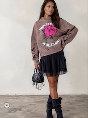 Religion Natural Layla Hoodie Jumper with Large Jaquard Rose Wild one design - Image 5 of 8